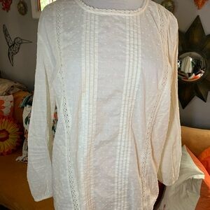 Old Navy Women’s White 3/4 Sleeve Relaxed 100% Cotton Blouse size XL